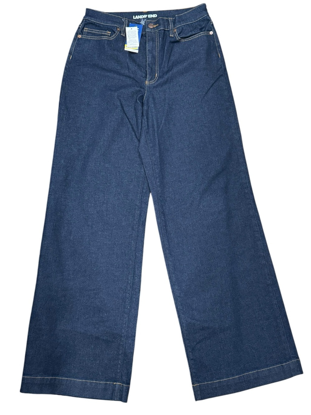 Lands' End Straight Leg Jeans - Dark Blue Denim